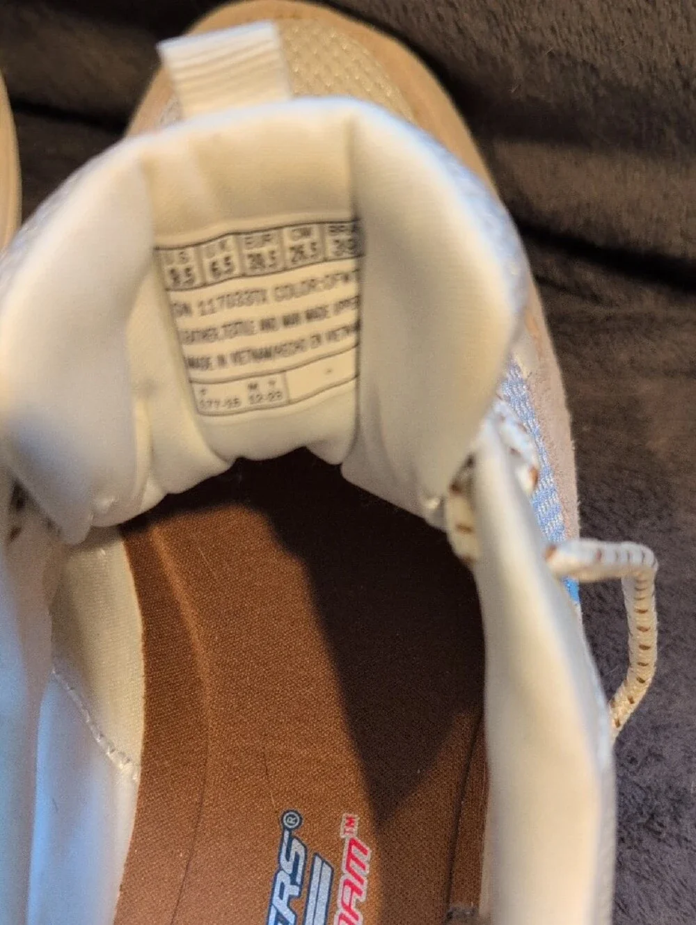 Skechers Women’s Lace-Up Mesh Sneakers in White and Tan